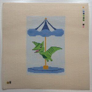 Dinosaur Carousel Needlepoint Canvas